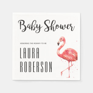 Aquarell-rosa Flamingo-Handmit buchstaben Serviette