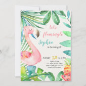 Aquarell Rosa Flamingo Let's Flamingle Geburtstag Einladung (Vorderseite)