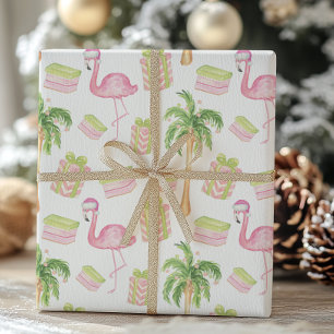 Aquarell-Rosa-Flamingo-Strand-Weihnachten Geschenkpapier