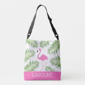 Aquarell Rosa Flamingo Tropical Beach Tasche (Rückseite)