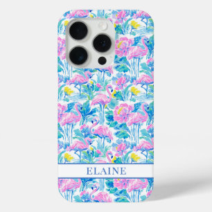 Aquarell-Rosa-Flamingos-Monogramm Case-Mate iPhone Hülle