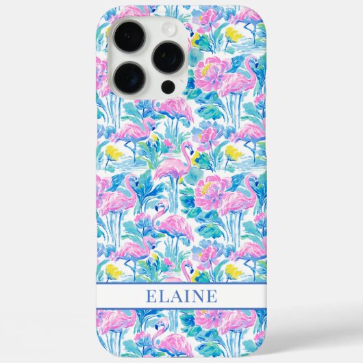 Aquarell-Rosa-Flamingos-Monogramm Case-Mate iPhone Hülle (Rückseite)
