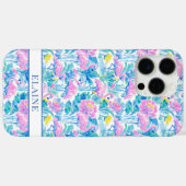 Aquarell-Rosa-Flamingos-Monogramm Case-Mate iPhone Hülle (Rückseite (Horizontal))
