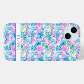 Aquarell-Rosa-Flamingos-Monogramm Case-Mate iPhone Hülle (Rückseite (Horizontal))
