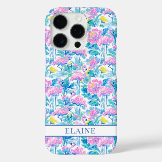 Aquarell-Rosa-Flamingos-Monogramm Case-Mate iPhone Hülle (Rückseite)
