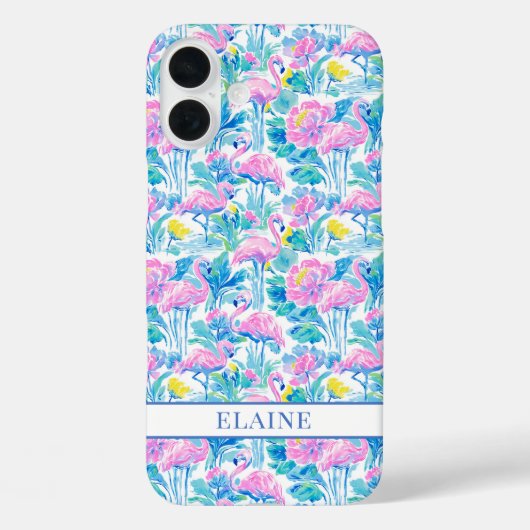 Aquarell-Rosa-Flamingos-Monogramm Case-Mate iPhone Hülle (Rückseite)