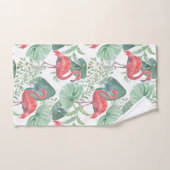Aquarell Rosa Flamingos und Blätter. Badhandtuch Set (Handtuch)