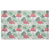 Aquarell Rosa Flamingos und Blätter. Stoff (Fat Quarter (45,7 x 55,9 cm))