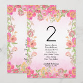 Aquarell rosa floral 5"x7" Tischnummer (Vorne/Hinten)