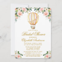 Aquarell Rosa Floral Ballon Brautparty Gold