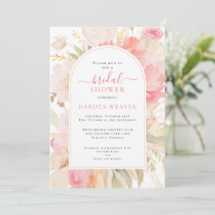 Aquarell-Rosa-Floral-Braut- Dusche Einladung