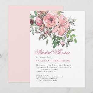 Aquarell-Rosa-Floral-Brautjungfernparty Einladung