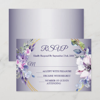 Aquarell Rosa Floral Geometrisch Golden Violett RSVP Karte