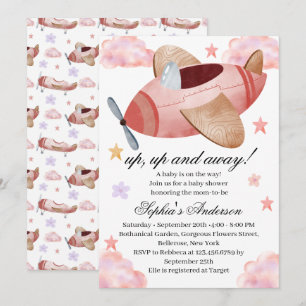 Aquarell-Rosa-Flugzeug-Baby-Shower-Einladung Einladung