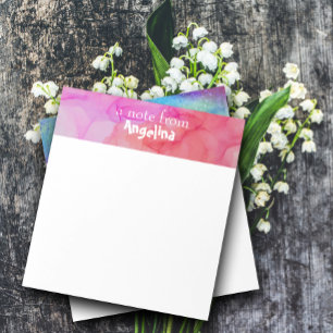 Aquarell rosa Fuchsien-Spritzer weißer Buchstabe Notizblock