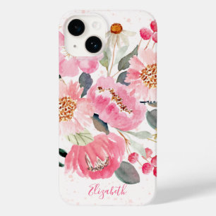 Aquarell-Rosa-Gartenblumen Case-Mate iPhone 14 Hülle