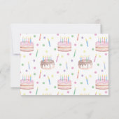 Aquarell Rosa Geburtstagskuchen Personalisiert Dankeskarte (Rückseite)