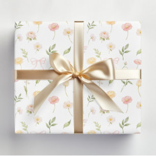 Aquarell-Rosa-Gelbe-Blumen-Blumenmuster Geschenkpapier Set