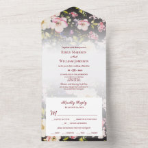 Aquarell Rosa Gelbe Rosen, schwarz verschwommen, H