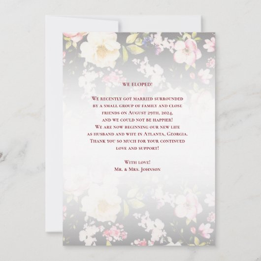 Aquarell Rosa Gelbe Rosen, schwarz verschwommen, H Ankündigung (Rückseite)