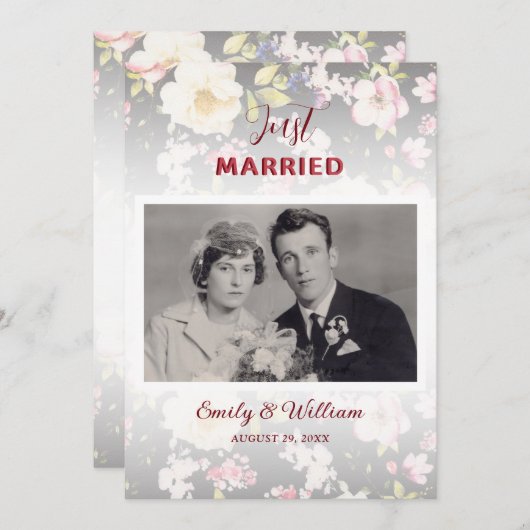 Aquarell Rosa Gelbe Rosen, schwarz verschwommen, H Ankündigung (Vorne/Hinten)