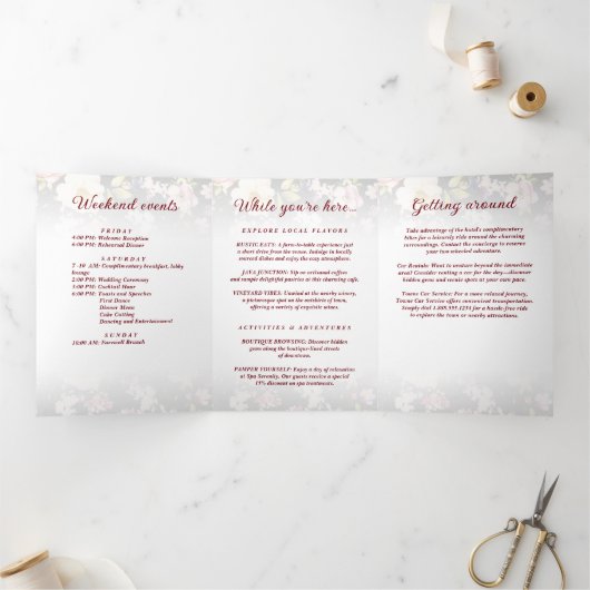 Aquarell Rosa Gelbe Rosen, schwarz verschwommen, H Dreifach-gefaltete Programmkarte (Innenseite)