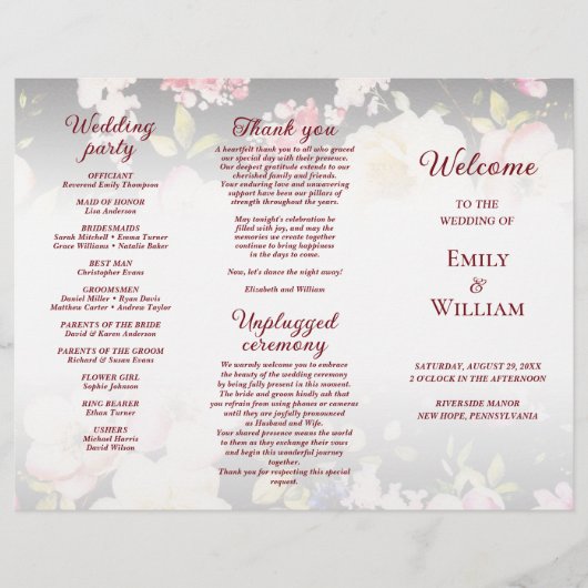 Aquarell Rosa Gelbe Rosen, schwarz verschwommen, H Flyer (Vorne)