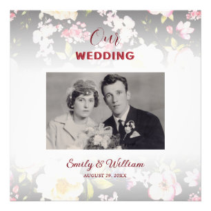 Aquarell Rosa Gelbe Rosen, schwarz verschwommen, H Fotodruck