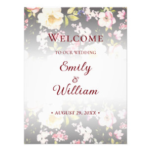 Aquarell Rosa Gelbe Rosen, schwarz verschwommen, H Fotodruck