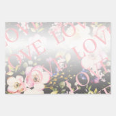 Aquarell Rosa Gelbe Rosen, schwarz verschwommen, H Geschenkpapier Set (Vorderseite 3)