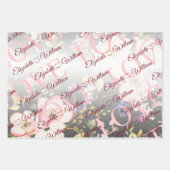 Aquarell Rosa Gelbe Rosen, schwarz verschwommen, H Geschenkpapier Set (Vorderseite 2)