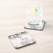 Aquarell Rosa Gelbe Rosen, schwarz verschwommen, H Getränkeuntersetzer (Rechte Seite)