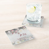 Aquarell Rosa Gelbe Rosen, schwarz verschwommen, H Glasuntersetzer (Schrägansicht)