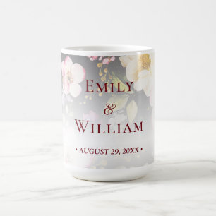 Aquarell Rosa Gelbe Rosen, schwarz verschwommen, H Kaffeetasse