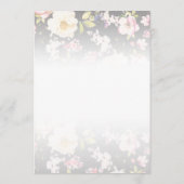 Aquarell Rosa Gelbe Rosen, schwarz verschwommen, H Menükarte (Rückseite)