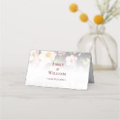 Aquarell Rosa Gelbe Rosen, schwarz verschwommen, H Platzkarte (Rückseite)