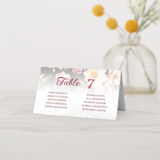 Aquarell Rosa Gelbe Rosen, schwarz verschwommen, H Platzkarte (Vorderseite)