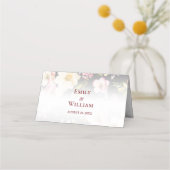 Aquarell Rosa Gelbe Rosen, schwarz verschwommen, H Platzkarte (Rückseite)