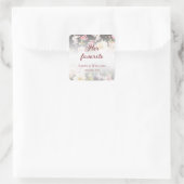 Aquarell Rosa Gelbe Rosen, schwarz verschwommen, H Quadratischer Aufkleber (Tasche)