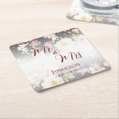 Aquarell Rosa Gelbe Rosen, schwarz verschwommen, H Rechteckiger Pappuntersetzer (angewinkelt)