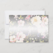 Aquarell Rosa Gelbe Rosen, schwarz verschwommen, H RSVP Karte (Rückseite)