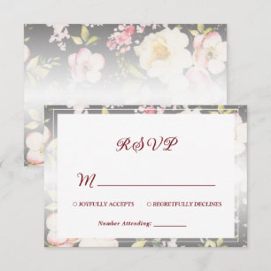 Aquarell Rosa Gelbe Rosen, schwarz verschwommen, H RSVP Karte