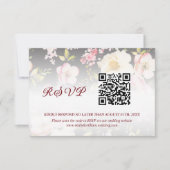 Aquarell Rosa Gelbe Rosen, schwarz verschwommen, H RSVP Karte (Vorderseite)