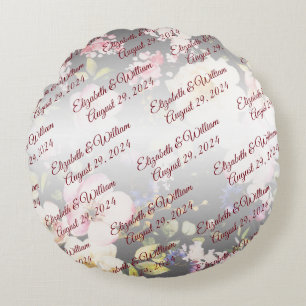 Aquarell Rosa Gelbe Rosen, schwarz verschwommen, H Rundes Kissen