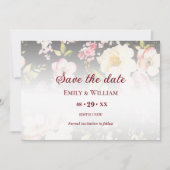 Aquarell Rosa Gelbe Rosen, schwarz verschwommen, H Save The Date (Vorderseite)