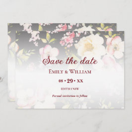 Aquarell Rosa Gelbe Rosen, schwarz verschwommen, H Save The Date