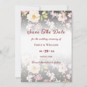 Aquarell Rosa Gelbe Rosen, schwarz verschwommen, H Save The Date (Vorderseite)