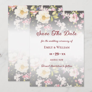 Aquarell Rosa Gelbe Rosen, schwarz verschwommen, H Save The Date