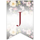 Aquarell Rosa Gelbe Rosen, schwarz verschwommen, H Wimpelkette (Dritte Fahne)