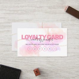 Aquarell Rosa Gold Chic Nägel Schönheitssalon Treuekarte
